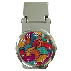 Swirly, Abstract, Multi Colored, Pattern, Money Clip Watches