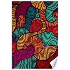 Swirly, Abstract, Multi Colored, Pattern, Canvas 12  x 18 