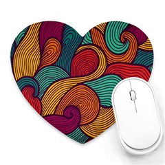 Swirly, Abstract, Multi Colored, Pattern, Heart Mousepad