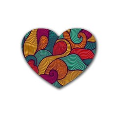 Swirly, Abstract, Multi Colored, Pattern, Rubber Coaster (Heart)