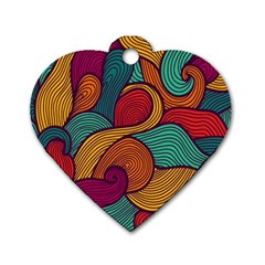 Swirly, Abstract, Multi Colored, Pattern, Dog Tag Heart (one Side)