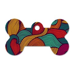 Swirly, Abstract, Multi Colored, Pattern, Dog Tag Bone (Two Sides)