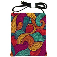 Swirly, Abstract, Multi Colored, Pattern, Shoulder Sling Bag