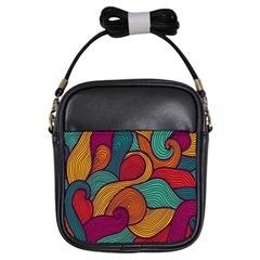 Swirly, Abstract, Multi Colored, Pattern, Girls Sling Bag by kyorashop23