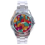 Swirly, Abstract, Multi Colored, Pattern, Stainless Steel Analogue Watch Front