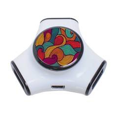 Swirly, Abstract, Multi Colored, Pattern, 3-Port USB Hub