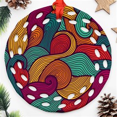 Swirly, Abstract, Multi Colored, Pattern, Round Filigree Ornament (Two Sides)