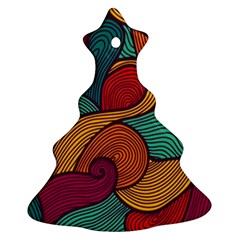 Swirly, Abstract, Multi Colored, Pattern, Christmas Tree Ornament (Two Sides)