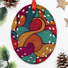 Swirly, Abstract, Multi Colored, Pattern, Oval Filigree Ornament (Two Sides)