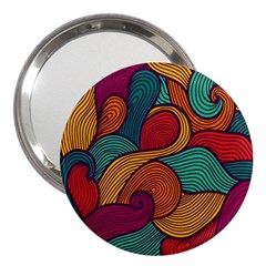 Swirly, Abstract, Multi Colored, Pattern, 3  Handbag Mirrors