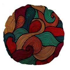 Swirly, Abstract, Multi Colored, Pattern, Large 18  Premium Round Cushions