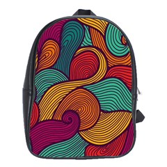 Swirly, Abstract, Multi Colored, Pattern, School Bag (XL)