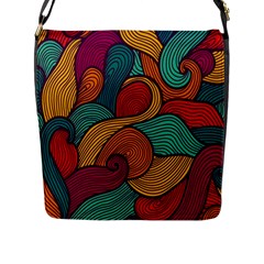 Swirly, Abstract, Multi Colored, Pattern, Flap Closure Messenger Bag (L)