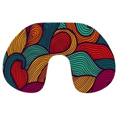 Swirly, Abstract, Multi Colored, Pattern, Travel Neck Pillow