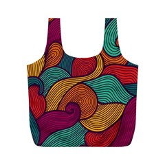 Swirly, Abstract, Multi Colored, Pattern, Full Print Recycle Bag (M)