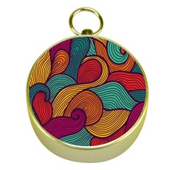 Swirly, Abstract, Multi Colored, Pattern, Gold Compasses