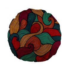 Swirly, Abstract, Multi Colored, Pattern, Standard 15  Premium Flano Round Cushions