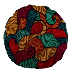 Swirly, Abstract, Multi Colored, Pattern, Large 18  Premium Flano Round Cushions