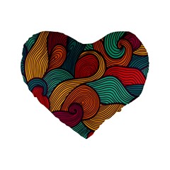 Swirly, Abstract, Multi Colored, Pattern, Standard 16  Premium Flano Heart Shape Cushions