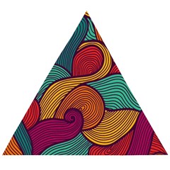 Swirly, Abstract, Multi Colored, Pattern, Wooden Puzzle Triangle