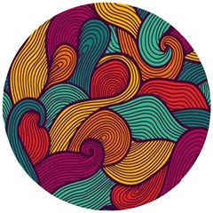 Swirly, Abstract, Multi Colored, Pattern, Wooden Puzzle Round