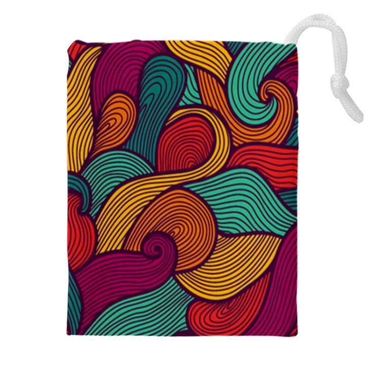 Swirly, Abstract, Multi Colored, Pattern, Drawstring Pouch (4XL)