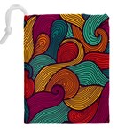 Swirly, Abstract, Multi Colored, Pattern, Drawstring Pouch (4XL) Back