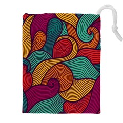 Swirly, Abstract, Multi Colored, Pattern, Drawstring Pouch (5XL)