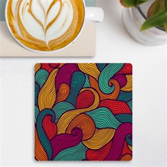 Swirly, Abstract, Multi Colored, Pattern, UV Print Square Tile Coaster 