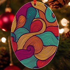 Swirly, Abstract, Multi Colored, Pattern, UV Print Acrylic Ornament Oval