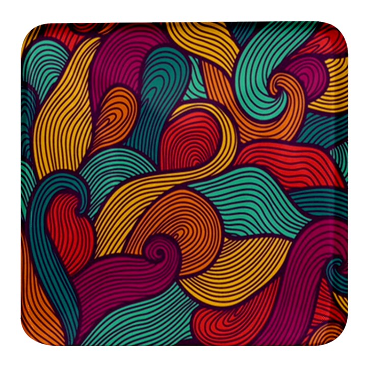 Swirly, Abstract, Multi Colored, Pattern, Square Glass Fridge Magnet (4 pack)