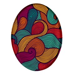 Swirly, Abstract, Multi Colored, Pattern, Oval Glass Fridge Magnet (4 pack)