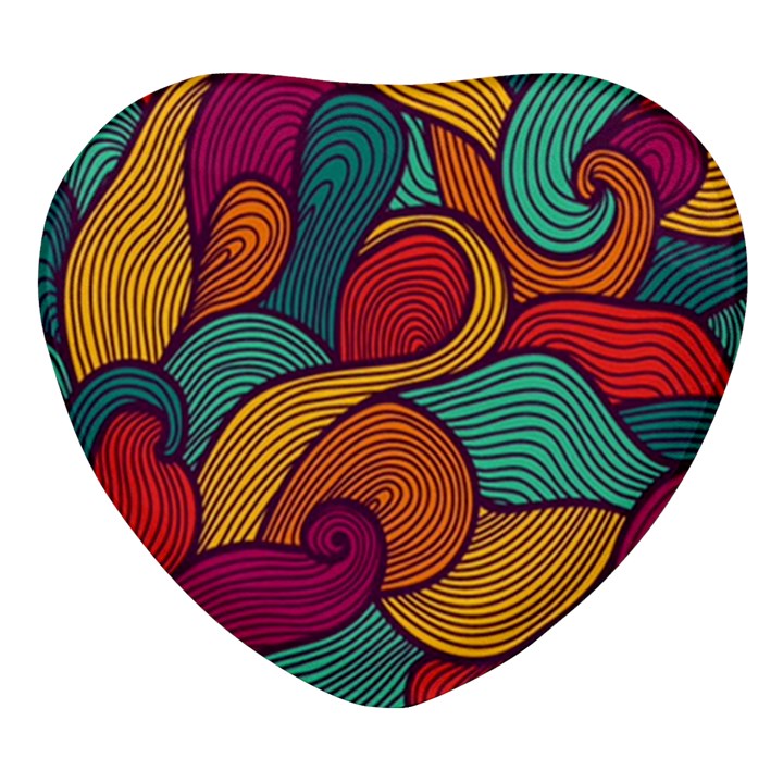 Swirly, Abstract, Multi Colored, Pattern, Heart Glass Fridge Magnet (4 pack)