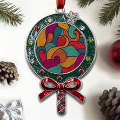 Swirly, Abstract, Multi Colored, Pattern, Metal X mas Lollipop With Crystal Ornament by kyorashop23