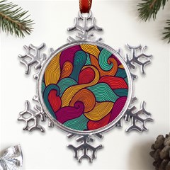 Swirly, Abstract, Multi Colored, Pattern, Metal Large Snowflake Ornament