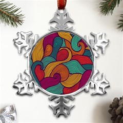 Swirly, Abstract, Multi Colored, Pattern, Metal Small Snowflake Ornament