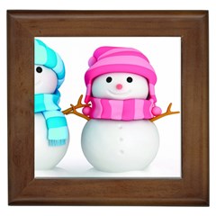 Two Snowmen, Framed Tile by kyorashop23