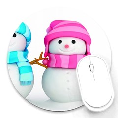 Two Snowmen, Round Mousepad by kyorashop23