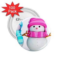 Two Snowmen, 2 25  Buttons (100 Pack)  by kyorashop23