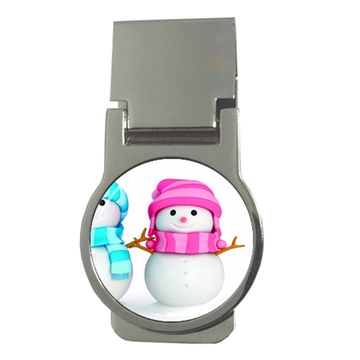 Two Snowmen, Money Clips (Round) 