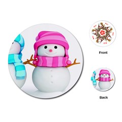 Two Snowmen, Playing Cards Single Design (round)