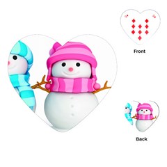 Two Snowmen, Playing Cards Single Design (heart)