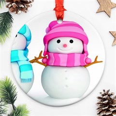 Two Snowmen, Round Ornament (two Sides)