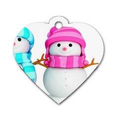 Two Snowmen, Dog Tag Heart (Two Sides)