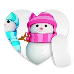 Two Snowmen, Heart Mousepad by kyorashop23