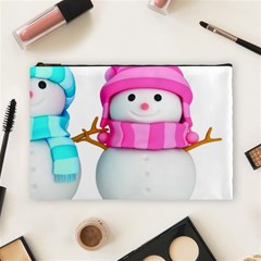 Two Snowmen, Cosmetic Bag (large) by kyorashop23