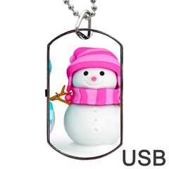 Two Snowmen, Dog Tag USB Flash (One Side)