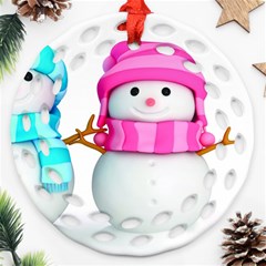 Two Snowmen, Ornament (round Filigree)