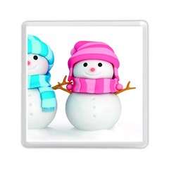 Two Snowmen, Memory Card Reader (square) by kyorashop23