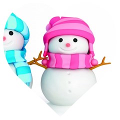 Two Snowmen, Wooden Puzzle Heart